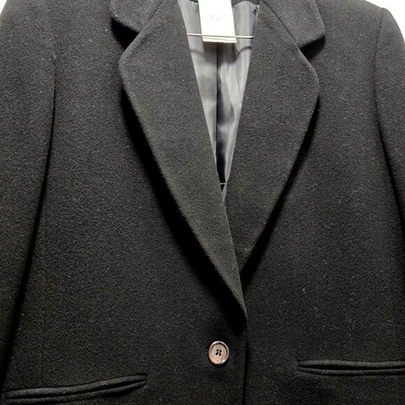 Saks Fifth Avenue Black Blazer Jacket Women's Size 8 Wool Cashmere Coat 1 Button - Picture 8 of 11